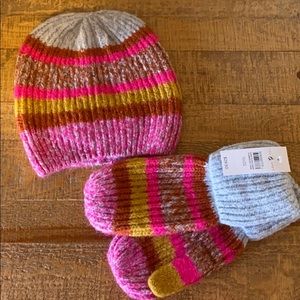Lou & Grey for LOFT multi stripe beanie and mitten